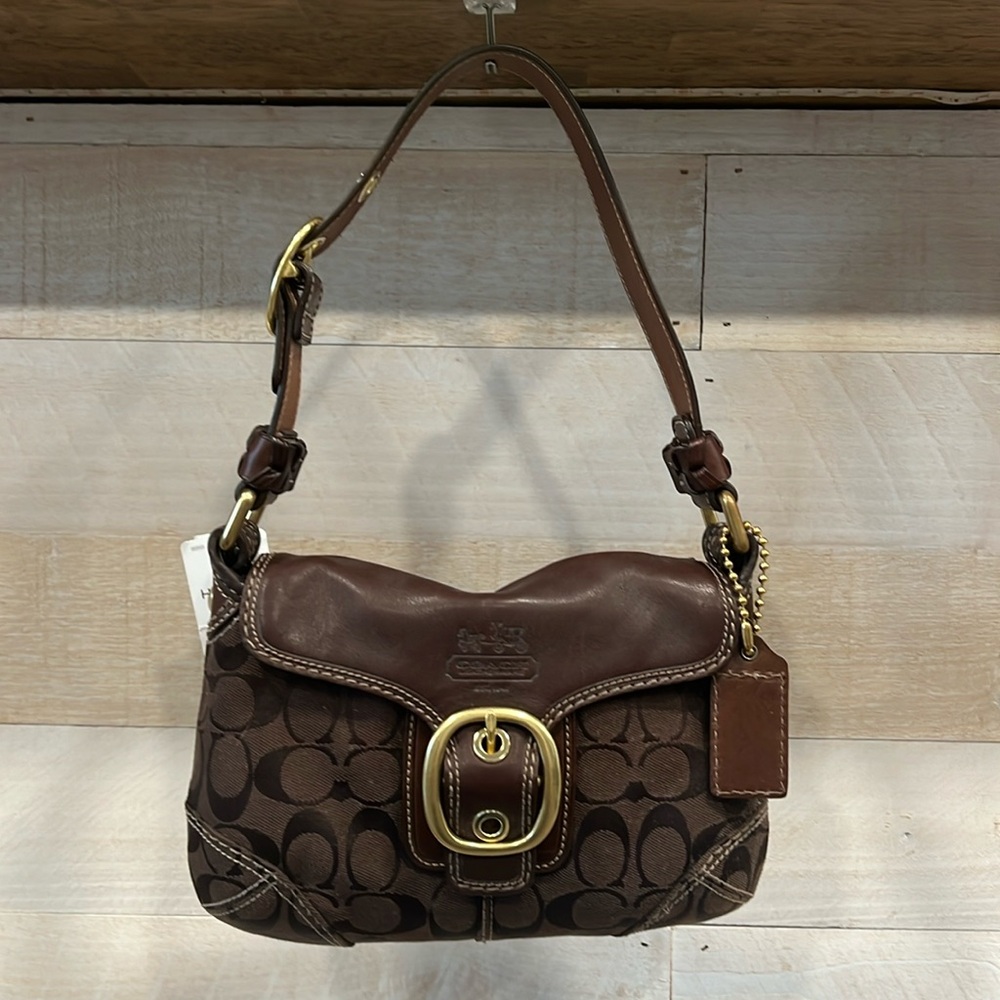 Coach Signature Small Flap Hobo Brown